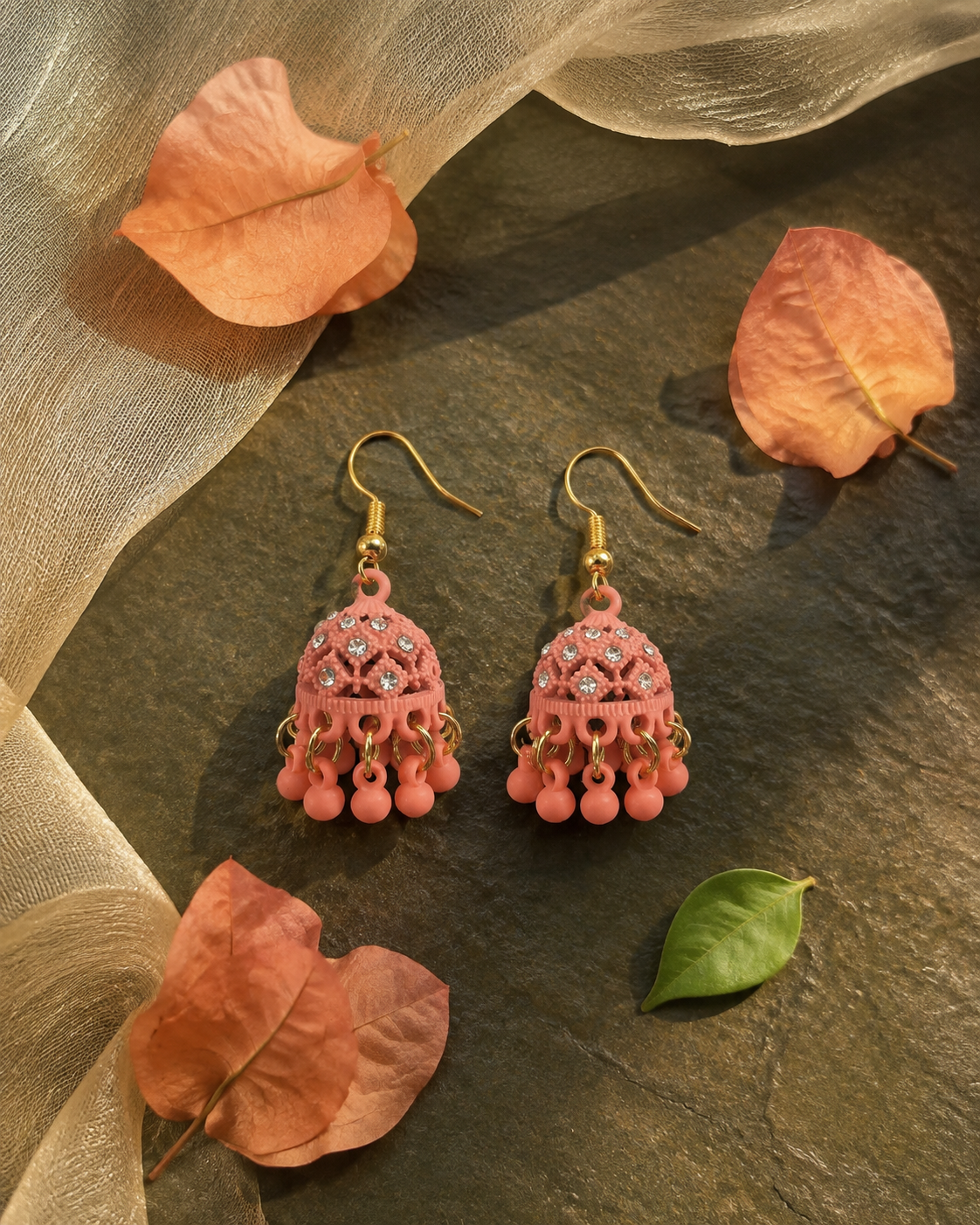 Coral Bloom Mini Jhumki